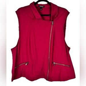 Torrid Women's 4 Moto Vest  Beet Red Pink Cropped Plus